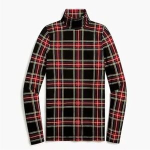 NWT Jcrew plaid holiday sweater BB750 tissue turtleneck size M red/black